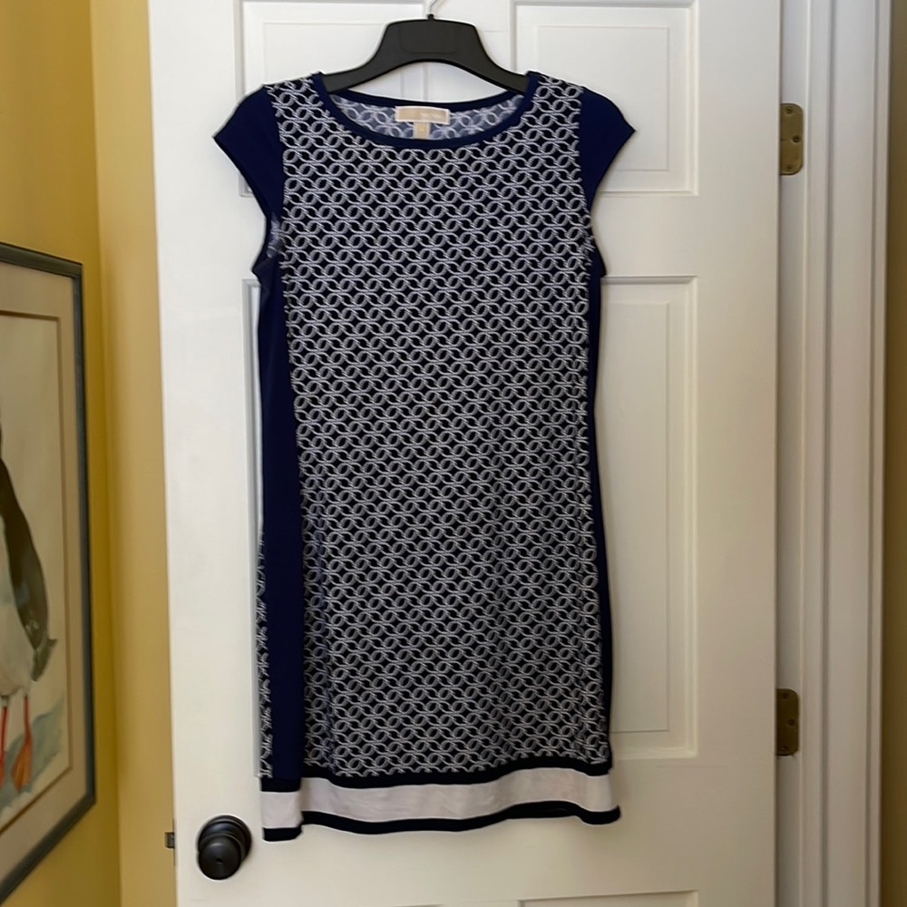 Michael Kors Blue and white soft knit dress